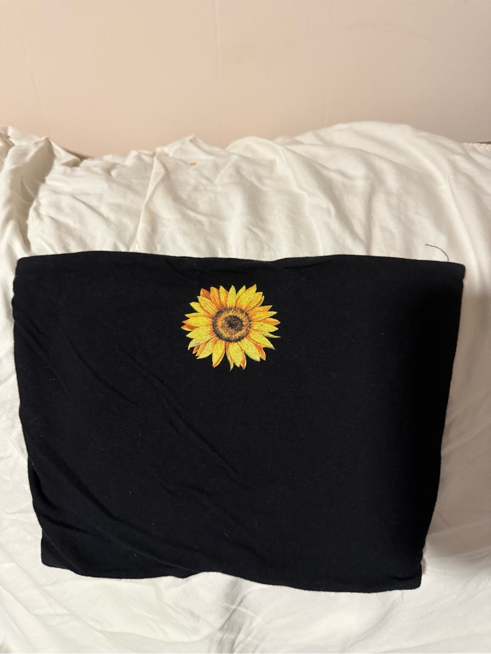 Black Tube Top with Sunflower Embroidery